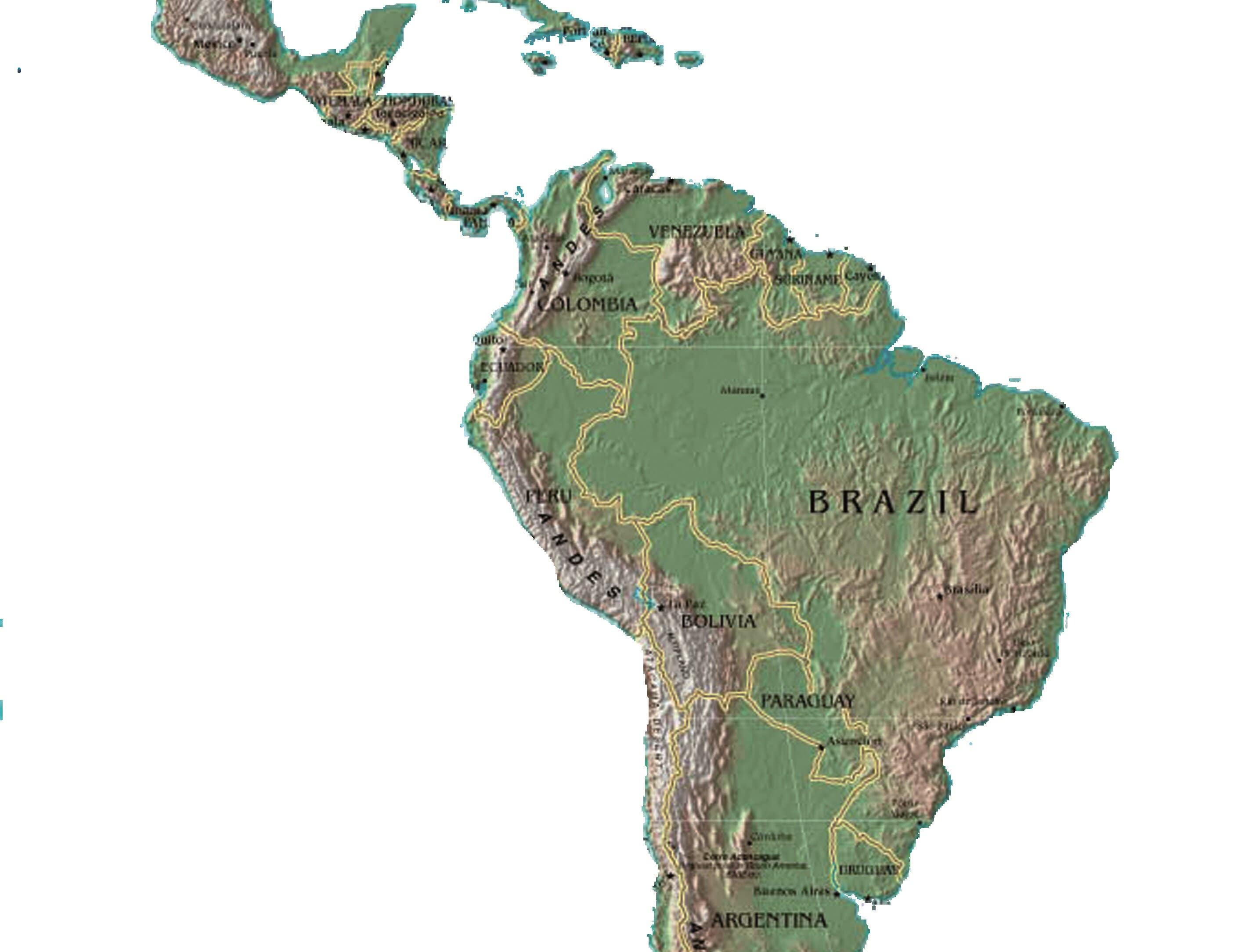 Studiengangsbild, zeigt den Umriss, Landkarte von Südamerika